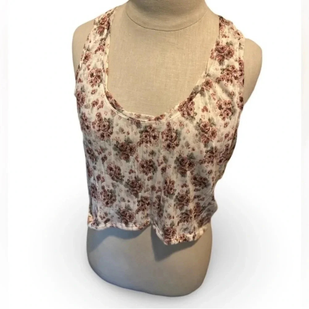✨HOST PICK✨*EUC* Free People Cropped High Low Floral Racerback Tank